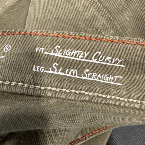 Eddie Bauer Modal Tencel Curvy Slim Straight Stretch Dark Green Jeans 14 - Picture 3 of 9